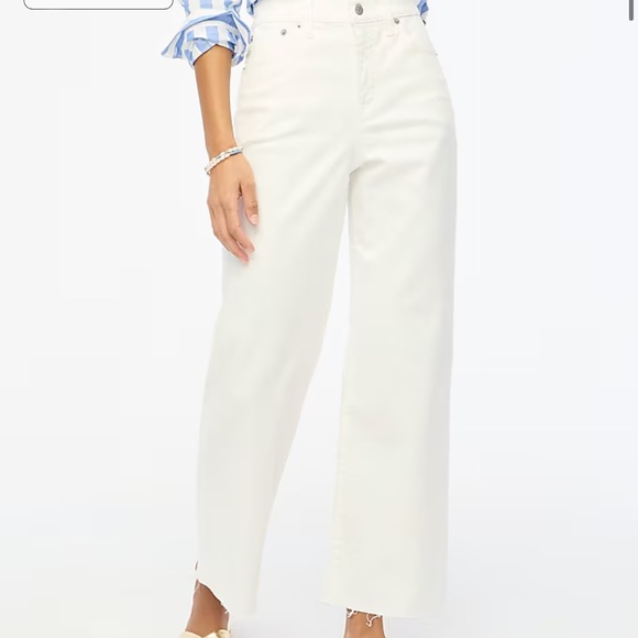 J. Crew Factory Denim - Jcrew Factory Wide Leg Raw Hem White Jean